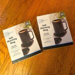 Mainstays Black Self-Warming Mug with Charging Coaster (set of 2)